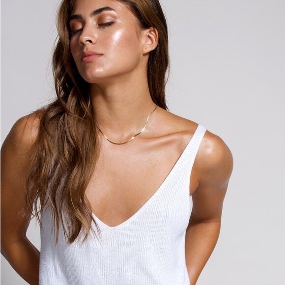 D. Exterior  V Neck Tank Mini Dress in White L NWOT - Picture 1 of 8